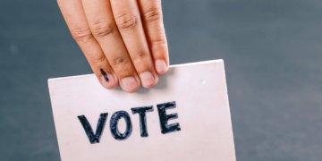 At the stop of an election in opposition to Pakistan